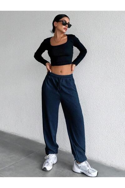 NO 601 Γυναικεία φούτερ Navy Blue Elastic Leg