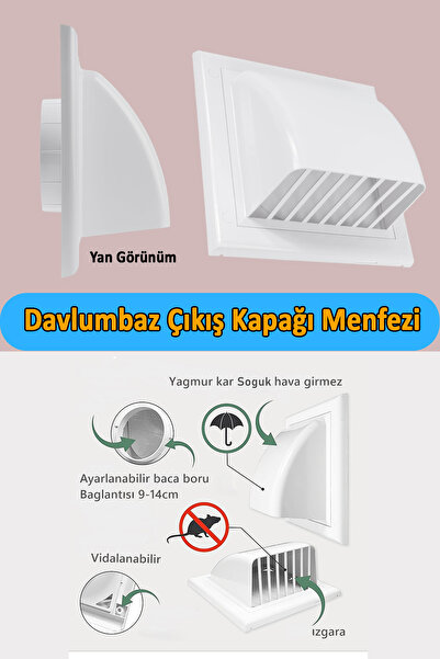 Badem10 Davlumbaz Aspiratör Baca Çıkış Kapak Kapağı Havalandırma Çekvalf Başl...