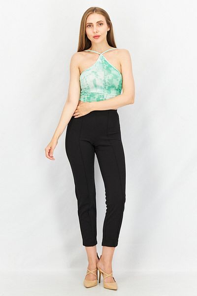 Don't Call Me Jennyfer Women Halter Neck Sleeveless Tie Dye Crop Top, Green