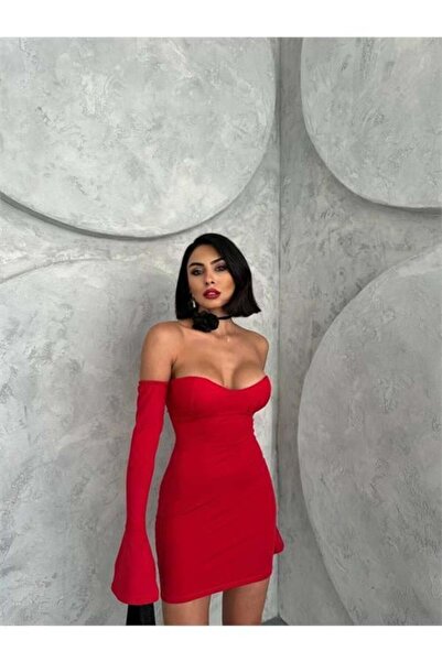 Dipmoda ženska crvena Sa volanima mini haljina sa volanima DPNBDF094