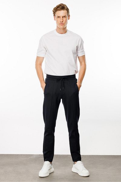 Desen Triko Ανδρικό αθλητικό παντελόνι Navy Blue - Τσέπες με φερμουάρ