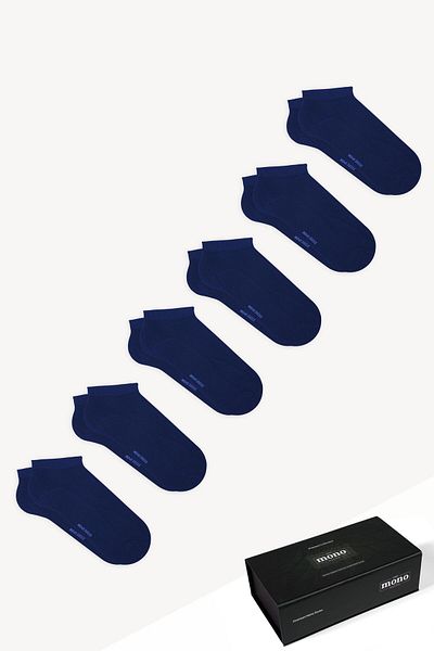 Mono Socks - 6 Συσκευασίες Premium Boxed Seamless Plain Bamboo Booties Κάλτσες Navy Blue
