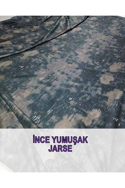 Kumaş Parça Λεπτό ζέρσεϊ με μοτίβο μπατίκ σε μαύρο καφέ χρώματα (Πλάτος 150 cm x Μήκος 160 cm)