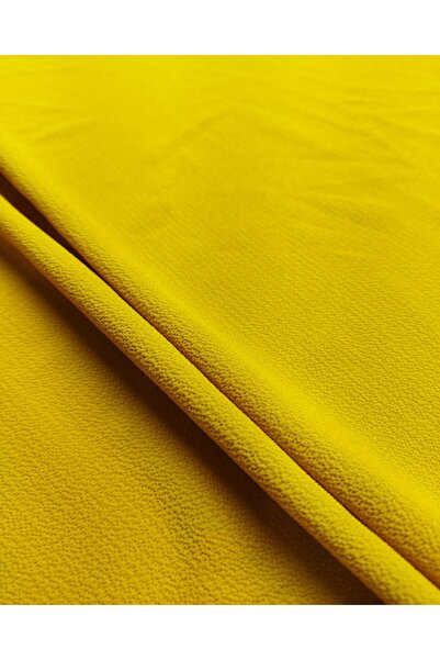 Kumaş Parça شيفون كوبي كريب بلون الخردل (العرض 150 سم × الطول 180 سم)