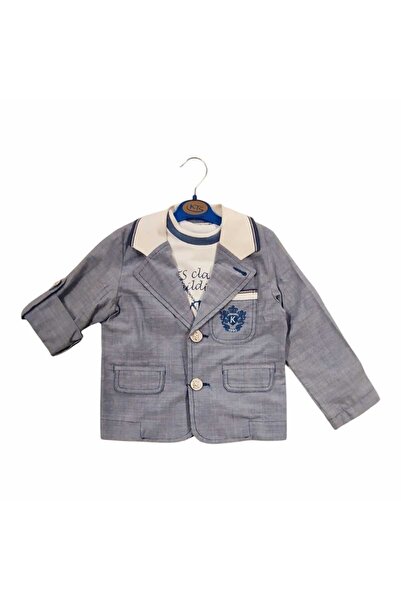 KTS Boys' Linen Jacket, Printed Badi, Gabardine Trousers 3-Piece Set