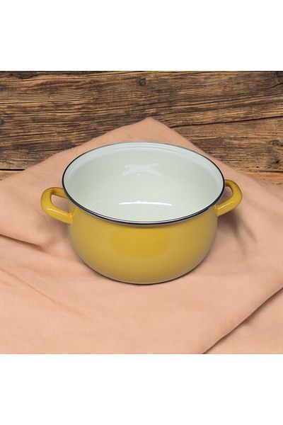 qussine 5 Liter Yellow Enameled Yogurt Convex Pot - 24 cm