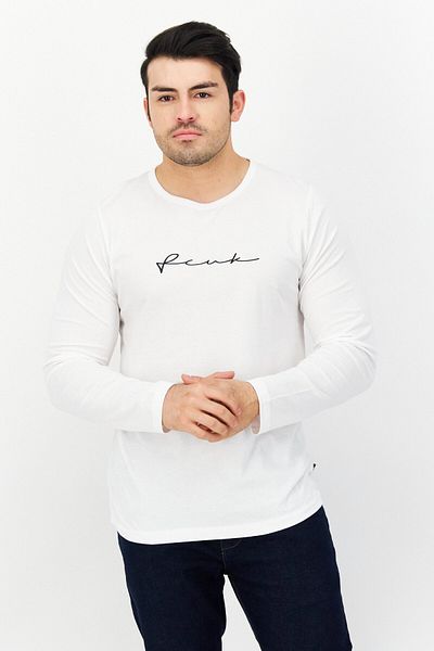 French Connection Men Crew Neck Graphic Print Long Sleeves Sweatshirt, White