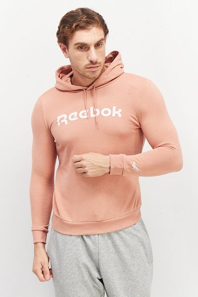 Reebok Men Sportswear Fit Brand Logo Drawstring Hoodies, Pink