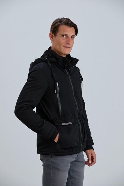 PIQUE Detachable Hooded Zipper Detailed Cotton Men's Coat