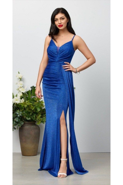 GÜZELLER Bretele cu fante plisate lungă rochie de nuntă de logodnă rochie de seară