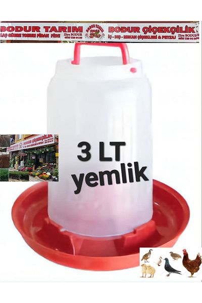 BODUR TARIM Fuzzy 3 Lt Chick, Chicken, Bird Food Holder Transparent 1stQuality Plastic