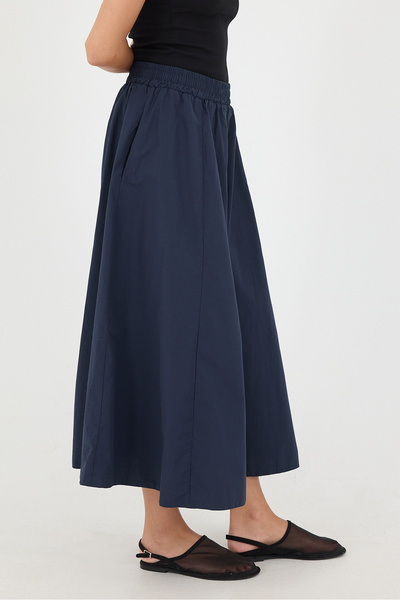 Addax E13751-L3 Model Long ELastic Waist Pocket Skirt