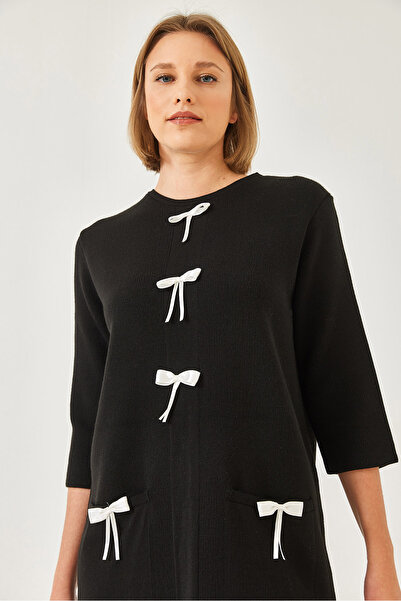 Bianco Lucci Γυναικείο φιόγκο με λεπτομέρειες πλεκτό φόρεμα 20247565