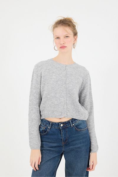 Addax Crew Neck Buttoned Knitwear Cardigan H3364-A10