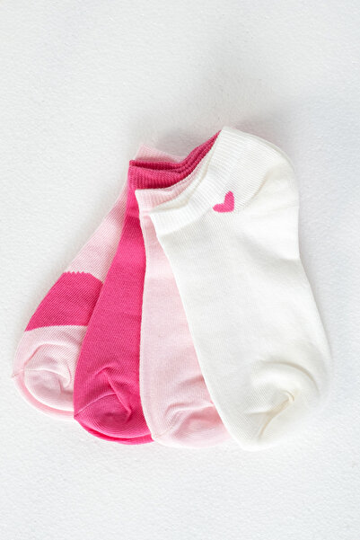 Addax Pack of 4 Heart Booties Socks - Çrp39-F13