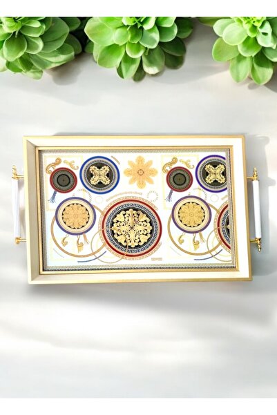 Sillage Home صينية شاي فاخرة كبيرة الحجم، صينية تقديم الشاي والقهوة، صينية المهر