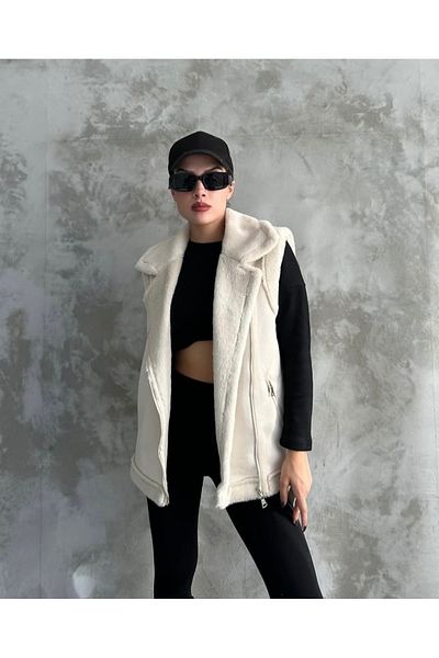 Neba Boutique Women's Faux Fur Belted Vest