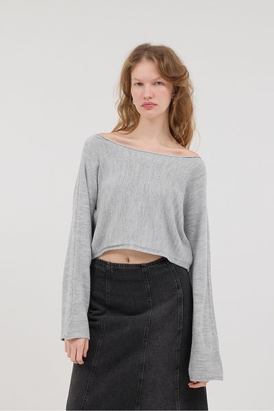 Addax Boat Neck Long Sleeve Crop Knitwear Sweater K3409-A13