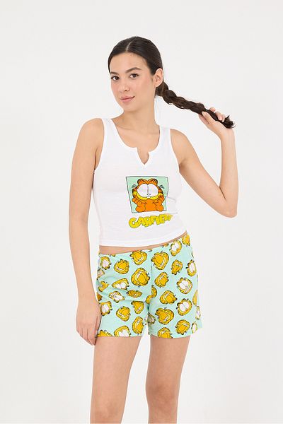 Addax Ş097-T5 Model Printed Pajama Set with Shorts