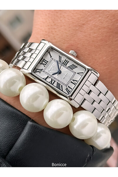 Ferrucci 20*25 MMKasa,Gümüş Çelik Kordon,Roma Rakamlı Dikdörtgen Kadran Kadın...