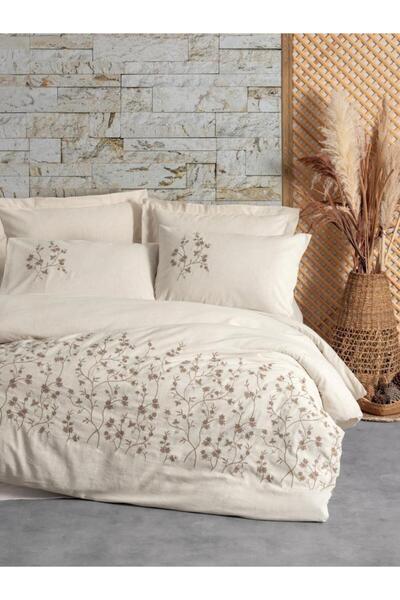 şirineşyalarım Σετ Παπλωματοθήκη Διπλό Βαμβακερό Λινό - Hemera