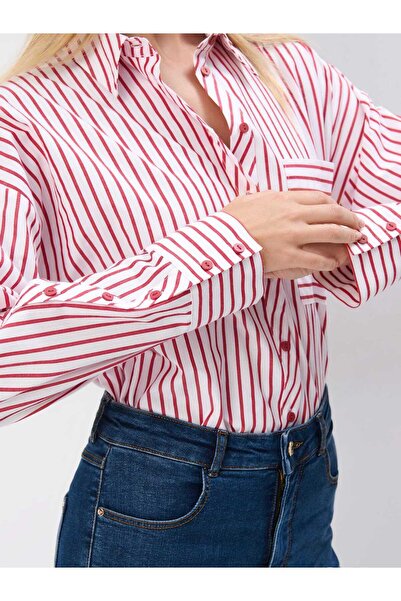 SELAZRA Hello Gömlek Gömlek Yaka Standart Boy Regular Fit Kirmizi Renk Gömlek