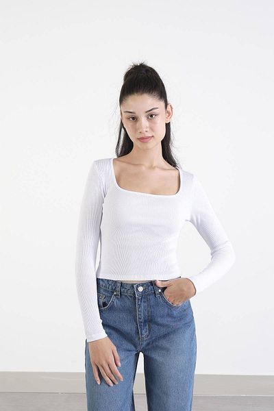 Addax Long Sleeve U-Neck Blouse - B13347-Dk6
