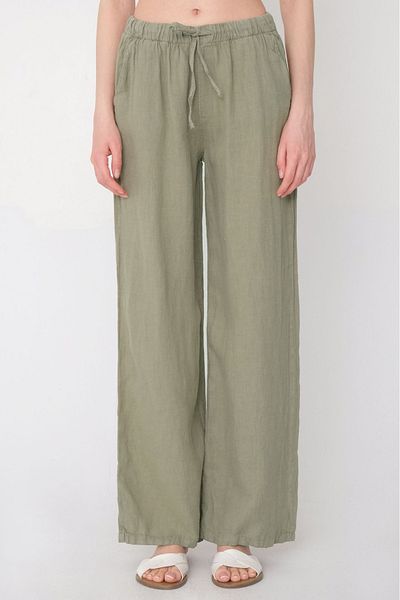 Addax Waist-Tied Linen Trousers Pn4991-Pnn
