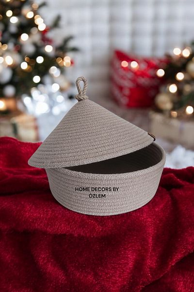 home decors by özlem Covered Wicker Basket Organizer Basket Set Gift-20X7 cm