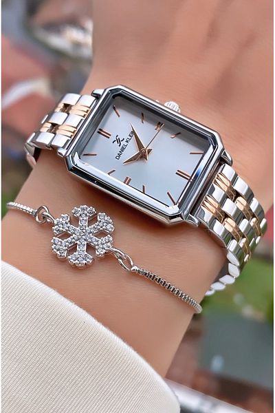 Daniel Klein Brand Rose Silver Color Women's Wristwatch - Bracelet