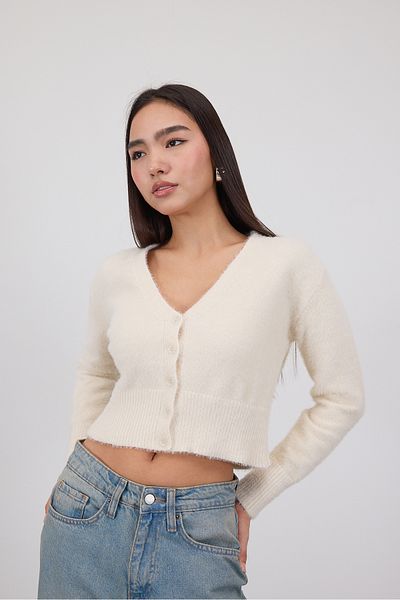 Addax Soft Textured Buttoned Crop Cardigan H3339-A2