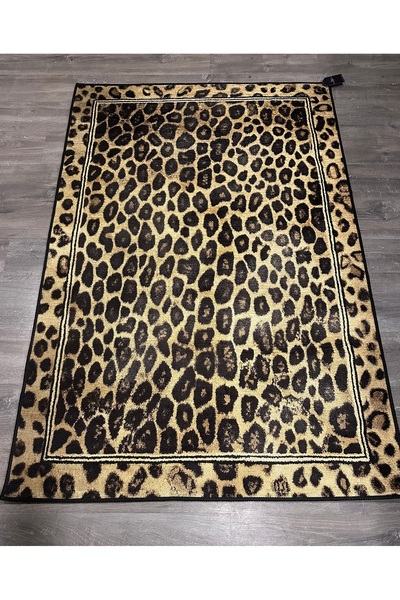 Rugs Modern Halı Musé Atelier Leopar Desen Bordürlü Kahve Siyah Dokuma Taban ...