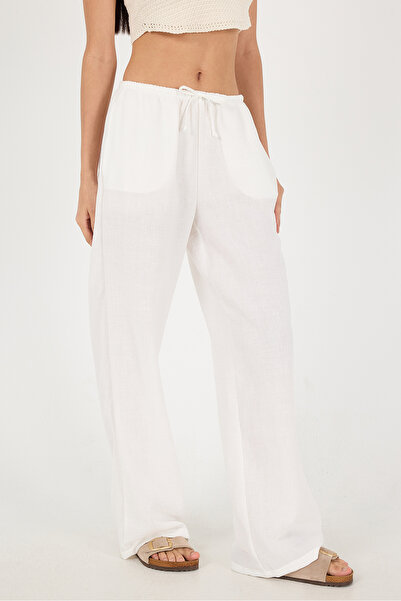 Addax Rope Tied Waist Wide Leg Trousers - Pn16372-i6