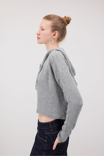 Addax Knitwear Hooded Zippered Cardigan H3391-C13