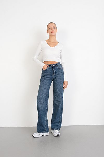 Addax High Waist Wide Leg Jeans - Pn8575-Pnk