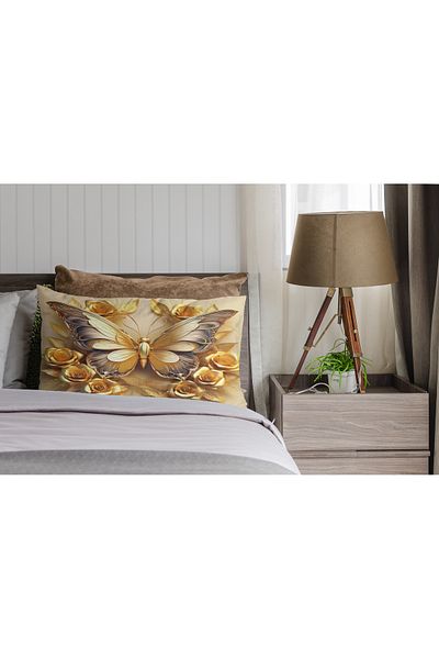 yok yok evim eve dair her şey Față de pernă cu model GOLD BUTTERFLY