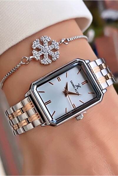 Daniel Klein Brand Rose Silver Color Women's Wristwatch - Bracelet
