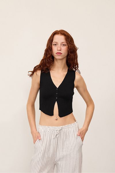 Addax Knitwear V-neck Vest - Buttoned, Y10249-a4