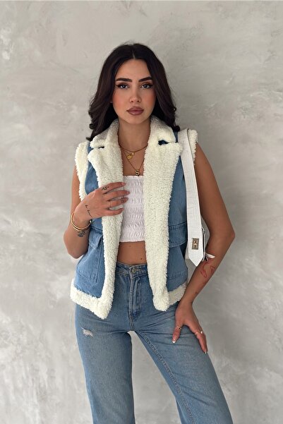 FEMELLE Жіночий синій піджак з хутром