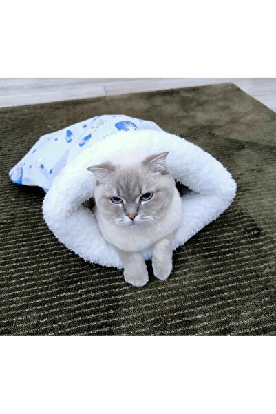 Quun Kedi Köpek Uyku Tulumu Yatak Yetişkin Kedi Beyaz Velsoft Şık Tasarım Box