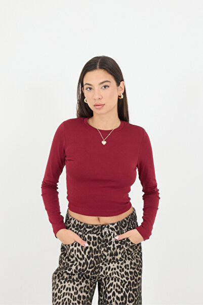 Addax Μπλούζα Crew Neck Basic Crop B15385-W8
