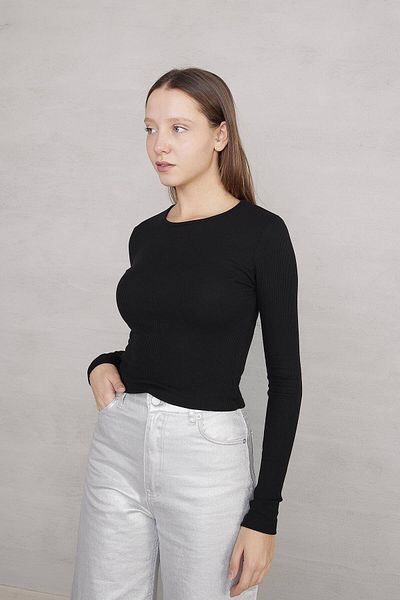 Addax Crew Neck Ribbed Modal Blouse B13342-n3