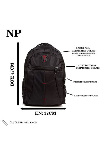 Newish Unisex Μαύρο Σακίδιο Πλάτης - Laptop, Notebook, School, Sports (32x47cm)