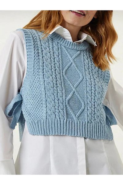 Tüy boutique Land Tie Women's Sweater with Knitting Detail