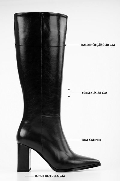 Shoeberry Γυναικείες μπότες Brave μαύρες δερμάτινες με τακούνι