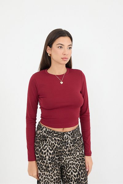 Addax Μπλούζα Crew Neck Basic Crop B15385-W8