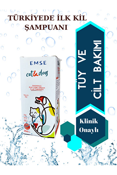 EMSE Kedi Köpek Doğal Kil Şampuanı Bit Pire Kene Parazit Tedavisinde Etkili 250 Ml