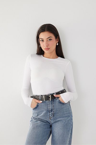 Addax B1496-Dk2 Model Crew Neck Basic Blouse