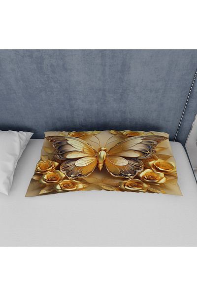 yok yok evim eve dair her şey Față de pernă cu model GOLD BUTTERFLY