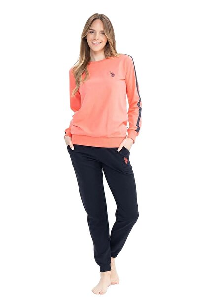 U.S. Polo Assn. U.s Polo Assn. 17075 Kadın Uzun Kollu Paçası Lastikli Eşofman Takımı-Pembe